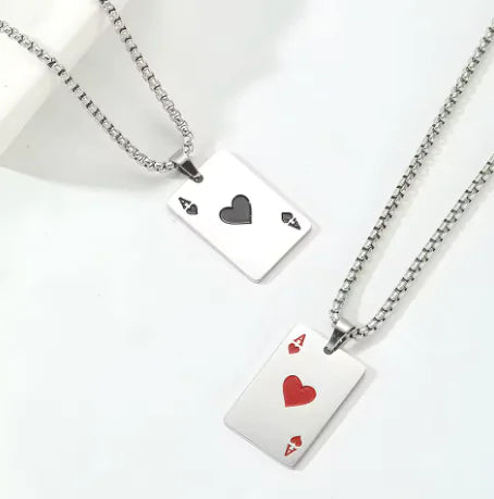 Stainless Steel Poker Card Necklace