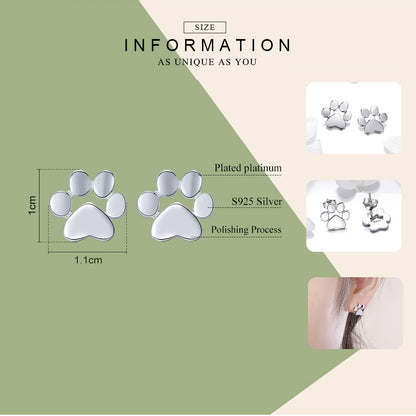 Sterling Silver Paw Stud Earrings