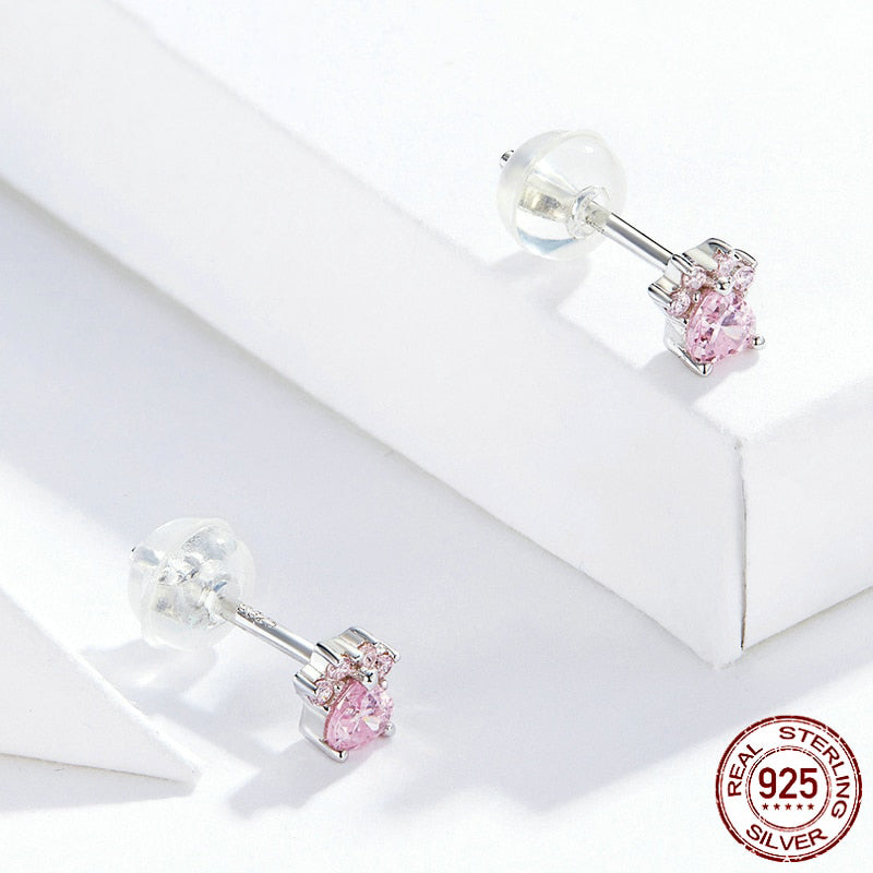 Sterling Silver Paw Stud Earrings