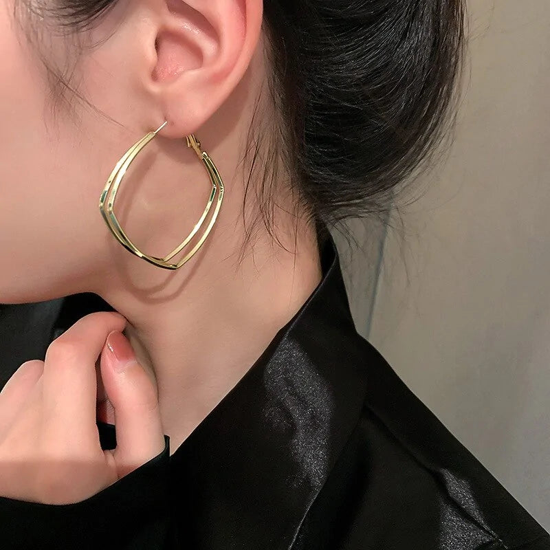 Double-Layer Gold/Silver Earrings