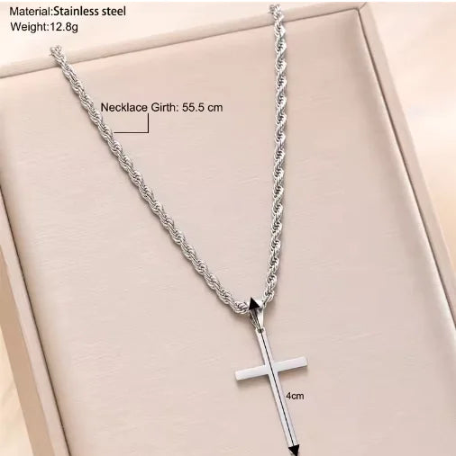 Stainless Steel Cross Pendant Necklace