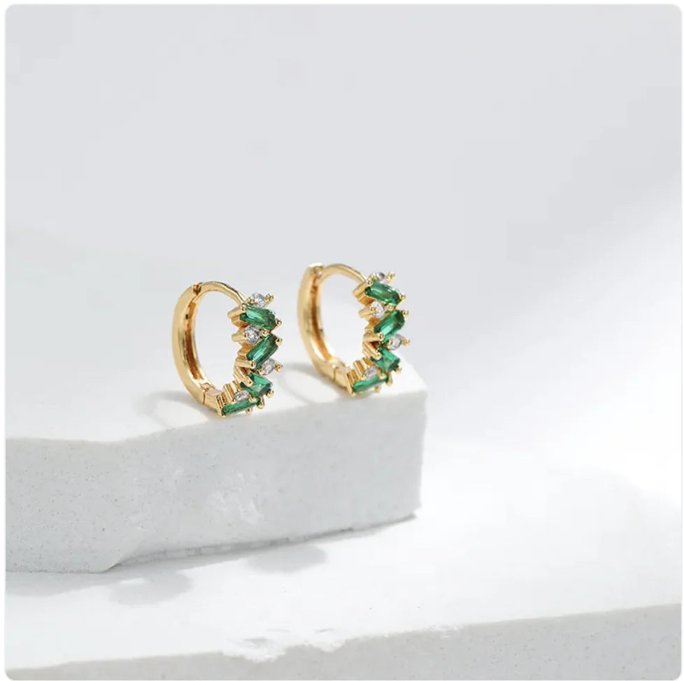 Emerald Leaf Zircon Ear Clip