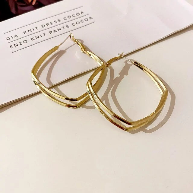 Double-Layer Gold/Silver Earrings