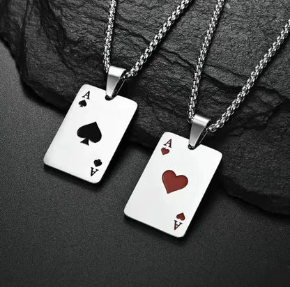 Stainless Steel Poker Card Necklace