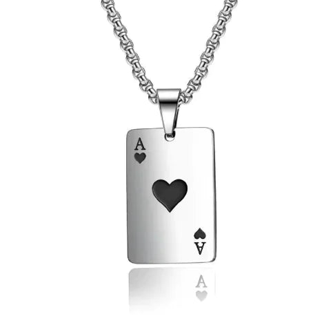 Stainless Steel Poker Card Necklace