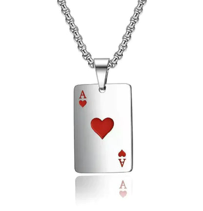 Stainless Steel Poker Card Necklace